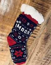 Huis sokken Anti slip - Winter sokken - Warme sokken - Anti slipzool - Maat 40-46 - Kleur Bordeaux met Blauw - Hoge Kwaliteit Sokken