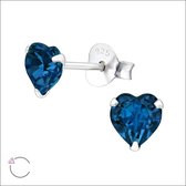 Aramat jewels ® - Oorbellen hart swarovski elements kristal 925 zilver montana blauw 5mm