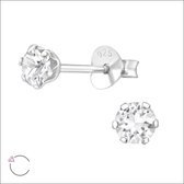 Aramat jewels ® - Oorbellen rond swarovski elements kristal 925 zilver transparant 4mm