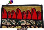 Portemonnee, make-up tasje, ritstasje met leuke frisse kleuren, uniek en handgemaakt uit India