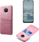 Back Cover met Opbergvakjes + 21D Glas Screenprotector voor Nokia G20 / G10 _ Roze Goud