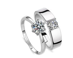 Ring dames | ring heren | zilveren ring dames en heren set| Zirkonia steen | zilver 925 | one size ringen | verstelbare ringen | cadeau voor vrouw | cadeau voor man | liefdescadeau | verlovingsringen | Trouwringen | valentijn | valentijnscadeautje