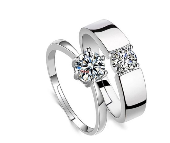 Dominant Reserve royalty Ring dames | ring heren | zilveren ring dames en heren set| Zirkonia steen  | zilver... | bol.com