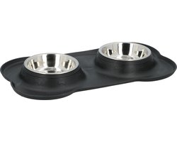 Pet Treatment - Voerbakken voor Huisdier met Onderlegger - 2 x 170 Milliliter  - RVS en Kunststof