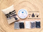 Zelf sieraden maken kralen pakket - Armbandjes - 4mm kraal - Zwart, grijs, matzilver - Kinderen en volwassenen - DIY