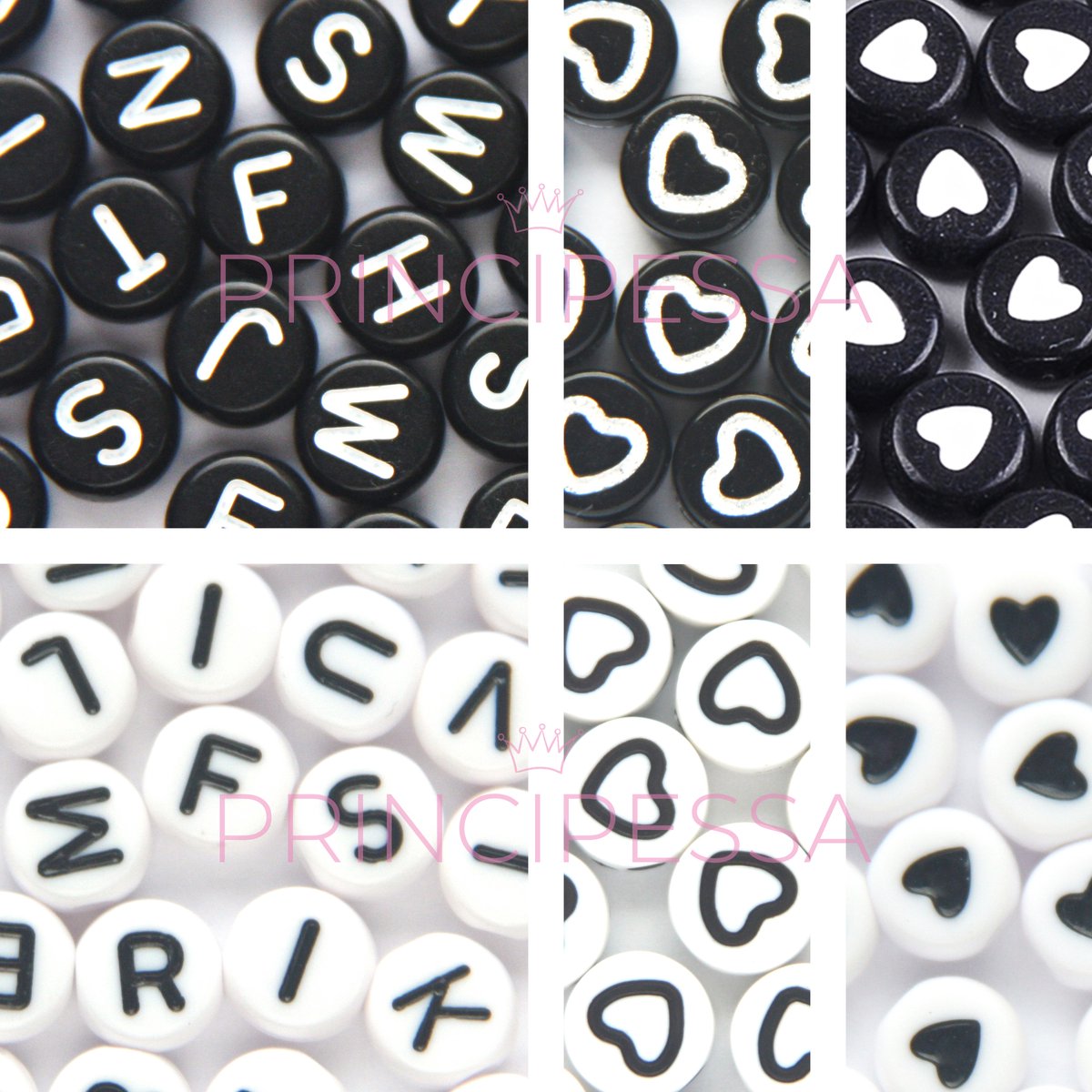 Letterkralen set met hartjes – Unieke mix 450 stuks – Zwart/Wit – Wit/Zwart – 7mm kraal – Alfabet kralen – Zelf sieraden maken – DIY