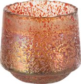 Theelichthouder | glas | oranje | 14x14x (h)13 cm