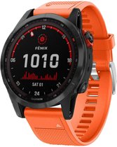 Siliconen Smartwatch bandje - Geschikt voor  Garmin Fenix 7 siliconen bandje - oranje - Strap-it Horlogeband / Polsband / Armband