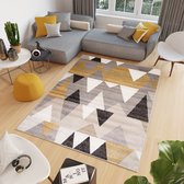 Tapiso Elefanta Vloerkleed Grijs Modern Boho Woonkamer Tapijt Maat- 180x260