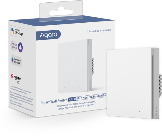 Aqara Smart Wall Switch H1 - Met nul draad, dubbele drukker - Zigbee - EU versie
