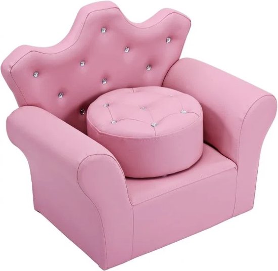 MEUBELEXPERT- Princess Sofa-fauteuil met hoge rugleuning en voetenbank roze