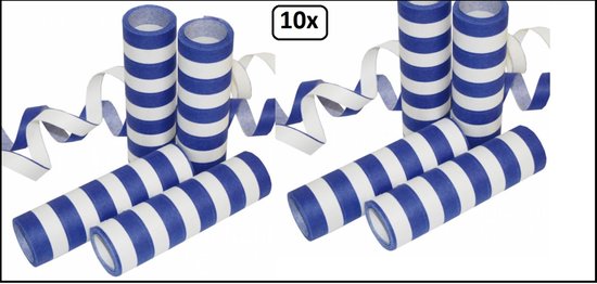 10x Rol Serpentine 4 meter papier blauw/wit - brandvertragend - Carnaval thema feest festival blauw wit Oktoberfest Bierfeest