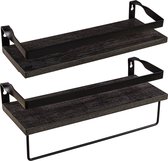 STILISTA® Wandrek Set van 2 - 40x15x16cm Industrieel staal met donker hout