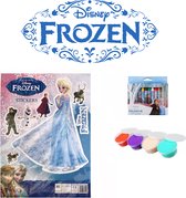 Frozen XL Stickervel met 12 Frozen Waskrijtjes en 4 Potjes Stuiterklei | Knutselpakket | Disney Pixar