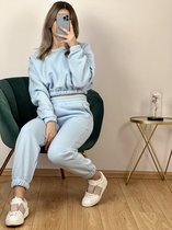 Liyeux Sophie Dames Trainingspak - 2 Delig - Tracksuit - Huispak - Joggingpak - Blauw maat M