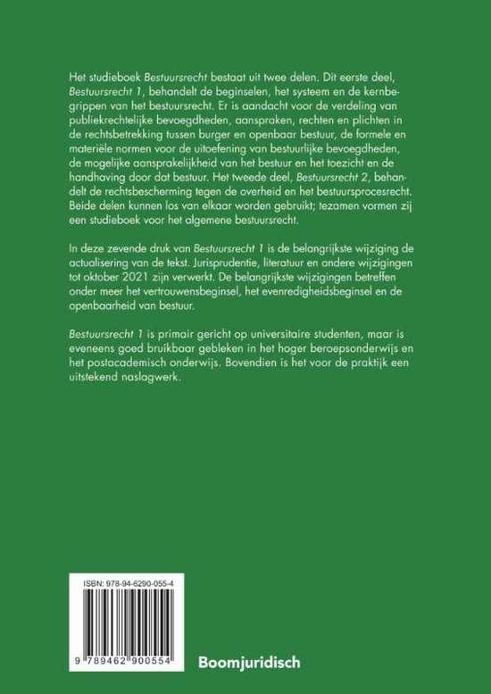 Boom Juridische studieboeken - Bestuursrecht 1 | 9789462900554 | Boeken |  bol.com