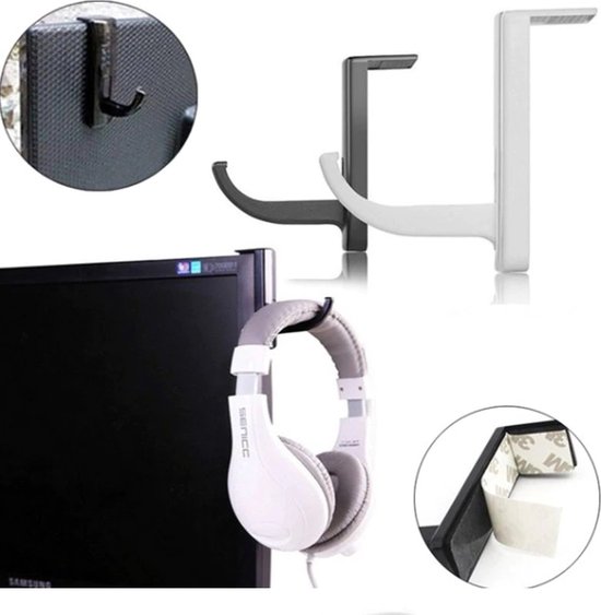 Hoofdtelefoon Haak Wit - Monitor Hoofdtelefoon Haak - Headset Microfoon - Stand Display Plank Beugel