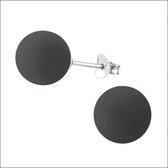 Aramat jewels ® - Parel oorbellen mat 10mm- grijs - 925 sterling zilver