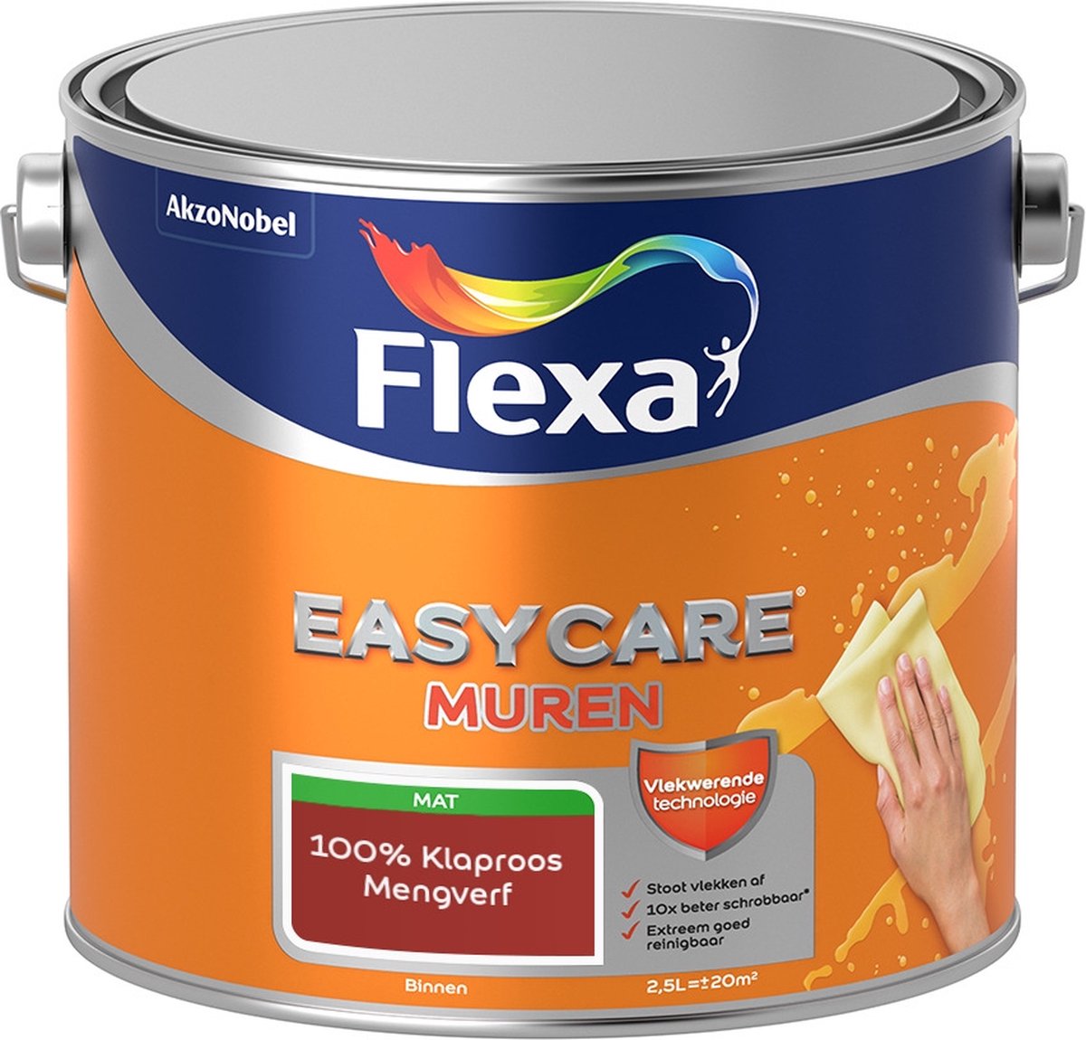 Flexa Easycare Muurverf - Mat - Mengkleur - 100% Klaproos - 2,5 liter