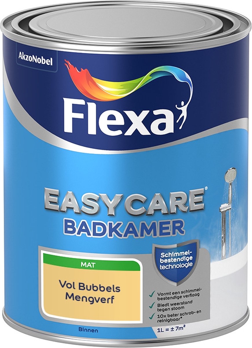 Flexa Easycare Muurverf - Badkamer - Mat - Mengkleur - Vol Bubbels - 1 liter