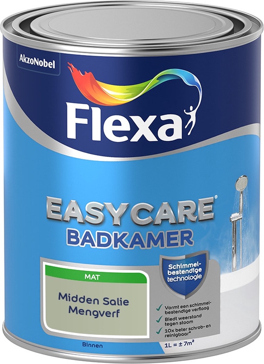 Flexa Easycare Muurverf - Badkamer - Mat - Mengkleur - Midden Salie - 1 liter