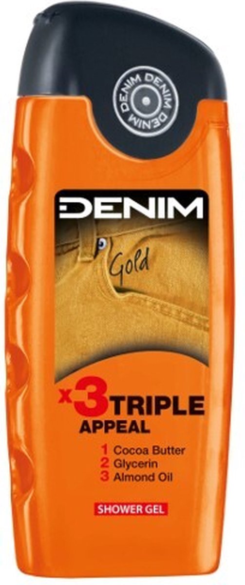 Denim - Douchegel - Gold - x3 Triple Caring - 250ml van Merkloos — afbeelding 4