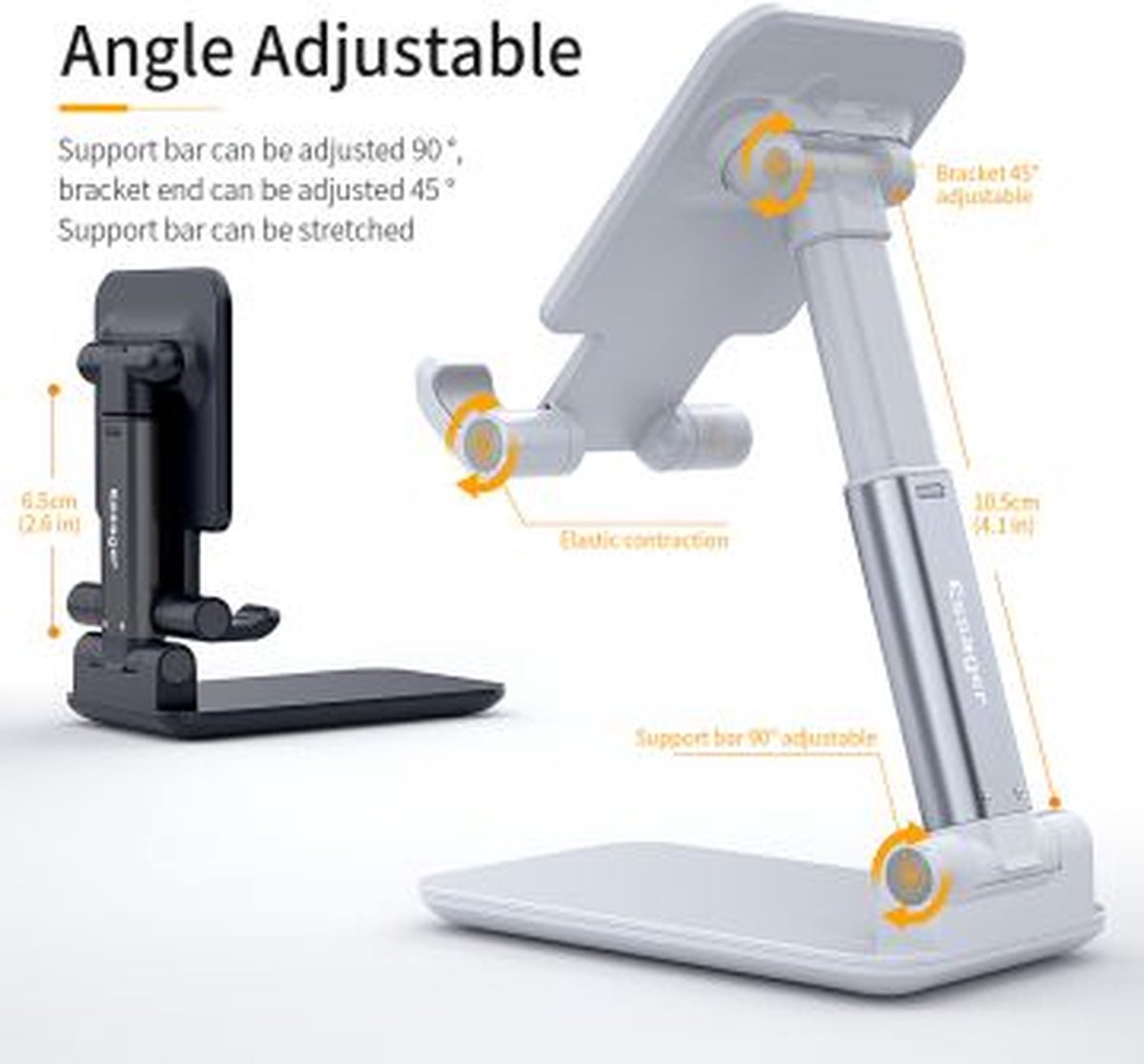 TriLine Telefoonhouder – Universele 360° Draaibare Arm – Verstelbare Klem Voor Bureau, Nachtkastje Of Keuken – Geschikt Voor Apparaten Tot 10 Cm Breed