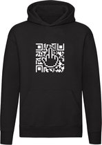 QR-code | Unisex | Trui | Sweater | Hoodie | Capuchon | Zwart | Quick Response | Streepjescode | Matrix