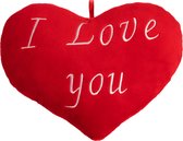 Valentijn- kussen- valentijnscadeau- kussen- I Love You- hartkussen-rood-sierkussen-knuffelkussen- 26cm