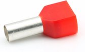 Adereindhuls dubbel 1,5 mm² x 8 mm rood 100 stuks | Ferrule | Draadhuls | Adereindhulzen | Eindverbinder