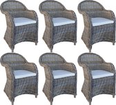 Rotan Stoel Kubu Grey met wit Kussen - set van 6 stoelen