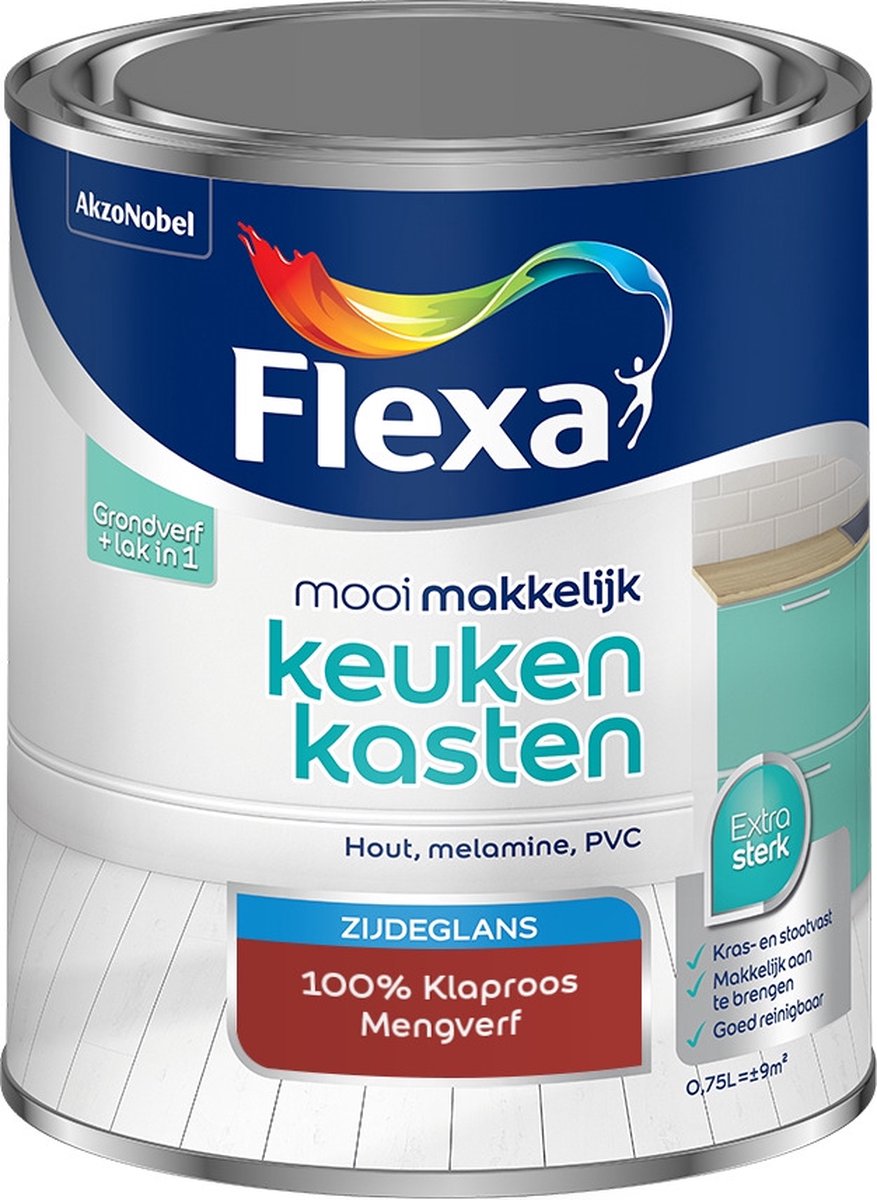 Flexa Mooi Makkelijk Verf - Keukenkasten - Mengkleur - 100% Klaproos - 750 ml
