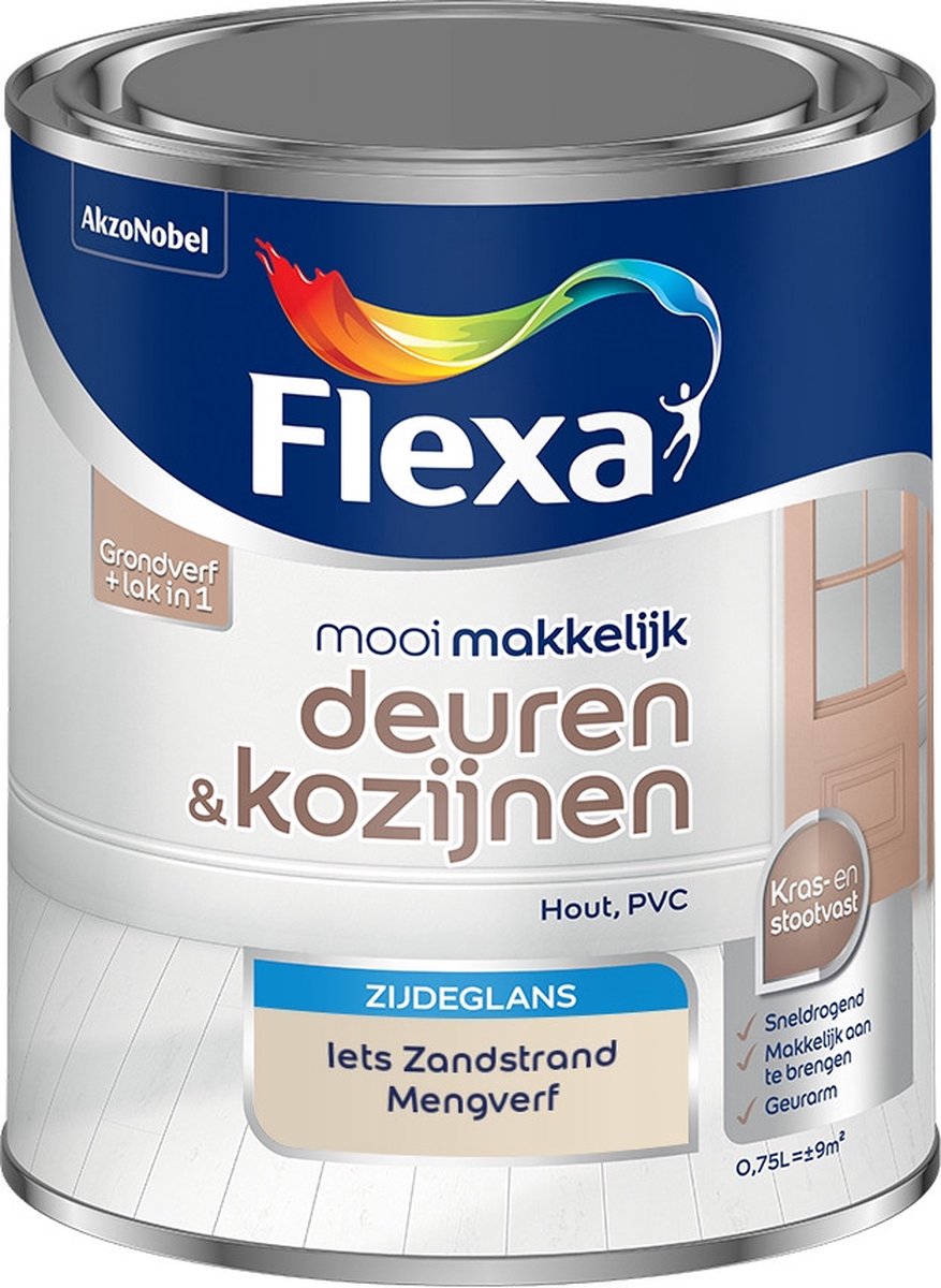 Flexa Mooi Makkelijk Verf - Deuren en Kozijnen - Mengkleur - Iets Zandstrand - 750 ml