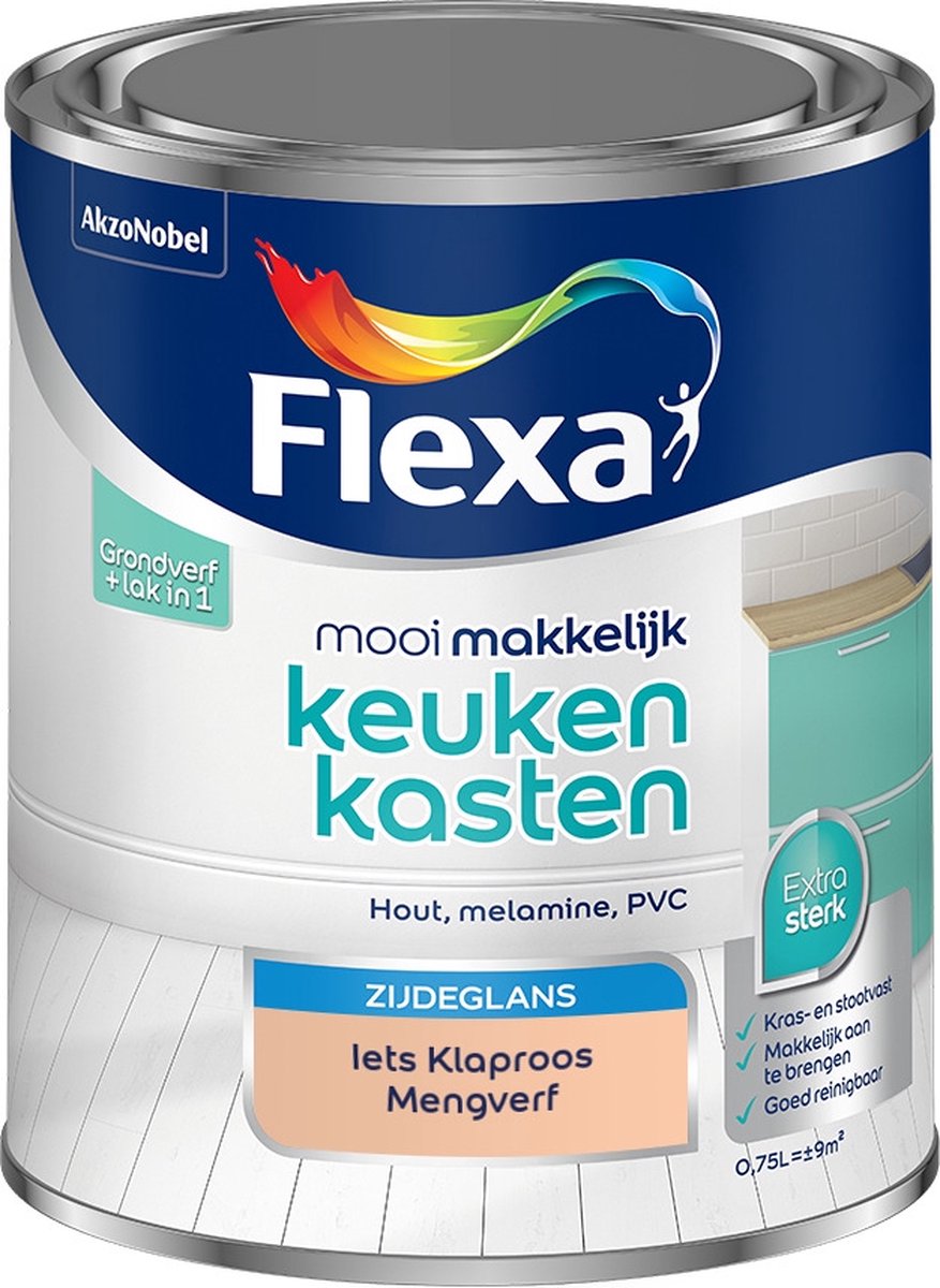 Flexa Mooi Makkelijk Verf - Keukenkasten - Mengkleur - Iets Klaproos - 750 ml