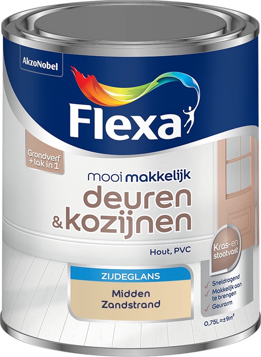 Flexa Mooi Makkelijk Verf - Deuren en Kozijnen - Mengkleur - Midden Zandstrand - 750 ml