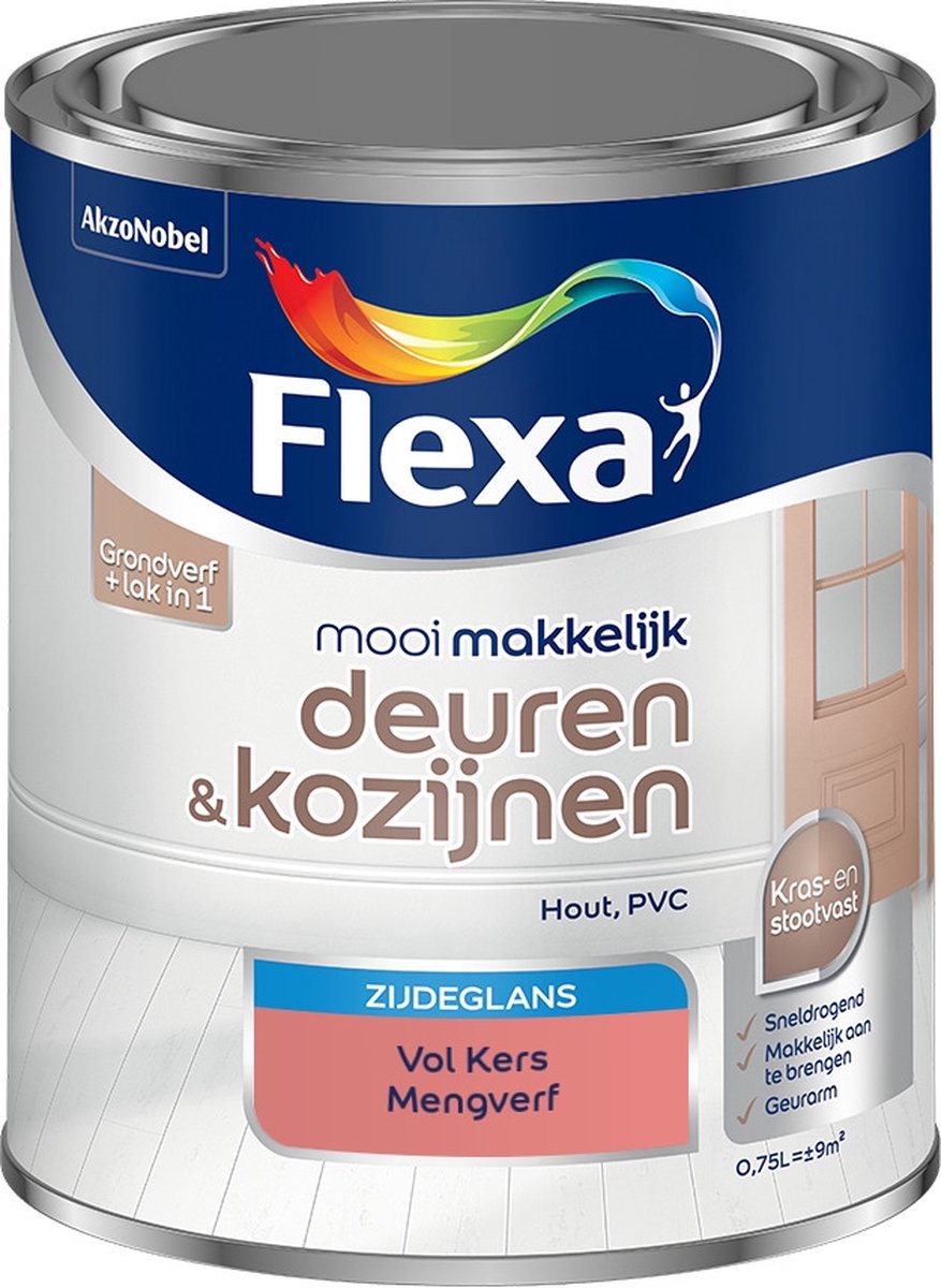 Flexa Mooi Makkelijk Verf - Deuren en Kozijnen - Mengkleur - Vol Kers - 750 ml