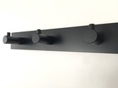 Wandkapstok-Kapstok-Wand/muurbevestiging-Zwart-Lengte 80 cm-8 haaks-Massief aluminium