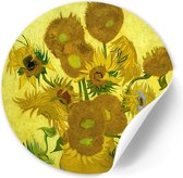 Behangcirkel Zonnebloemen - 120 cm - Zelfklevende decoratiefolie - Muursticker Oude Meesters & Bloemen