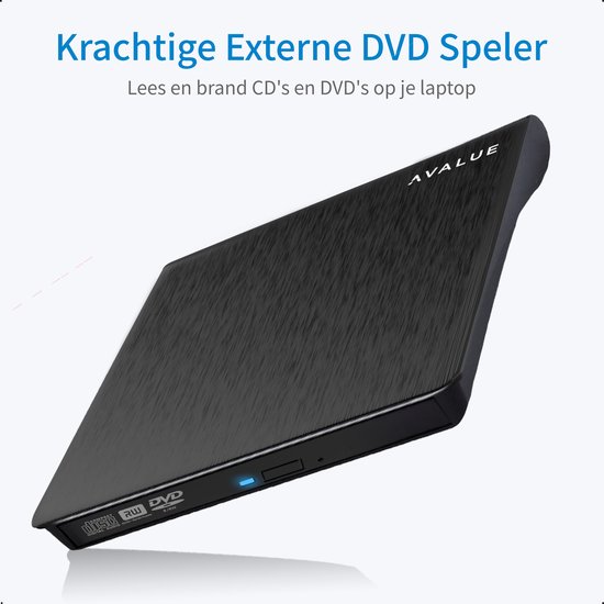 Avalue® Externe DVD Speler & Brander Voor Laptop En Macbook - USB 3.0 met USB-C Kabel