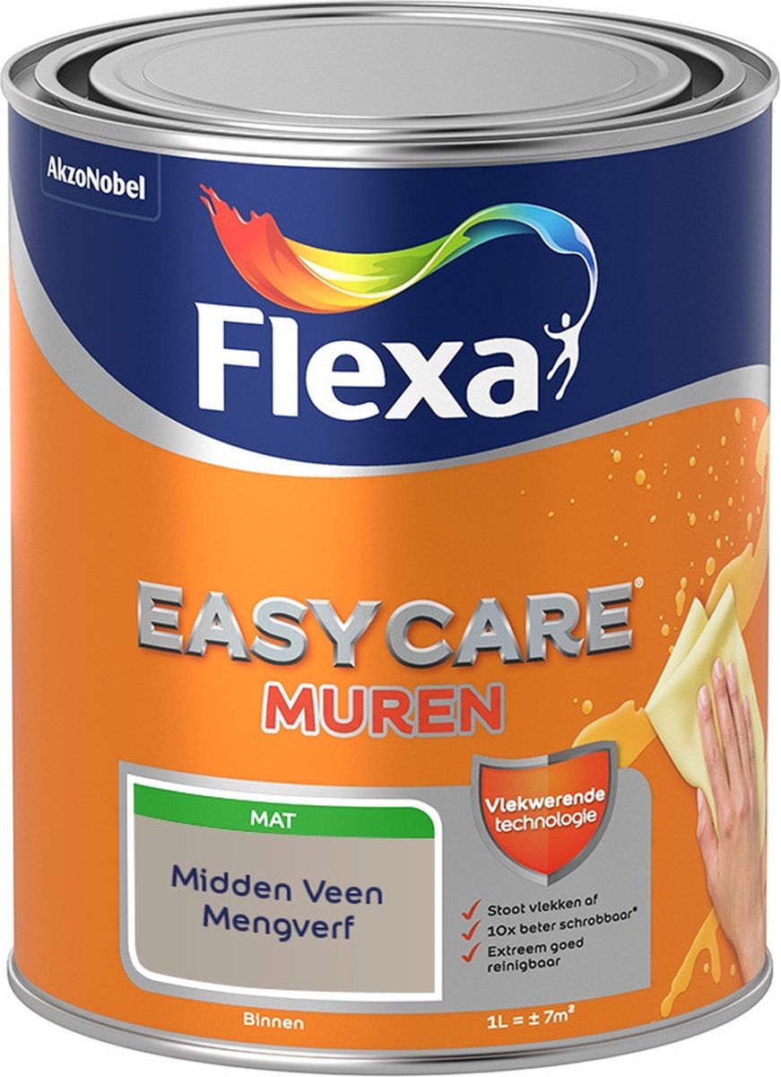 Flexa Easycare Muurverf - Mat - Mengkleur - Midden Veen - 1 liter