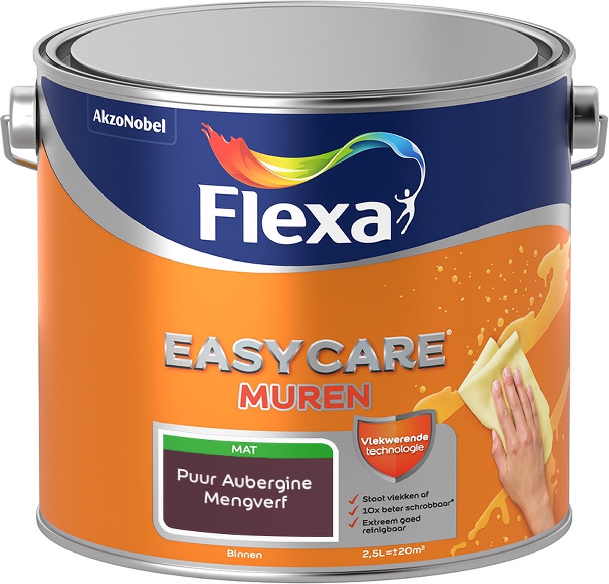 Flexa Easycare Muurverf - Mat - Mengkleur - Puur Aubergine - 2,5 liter