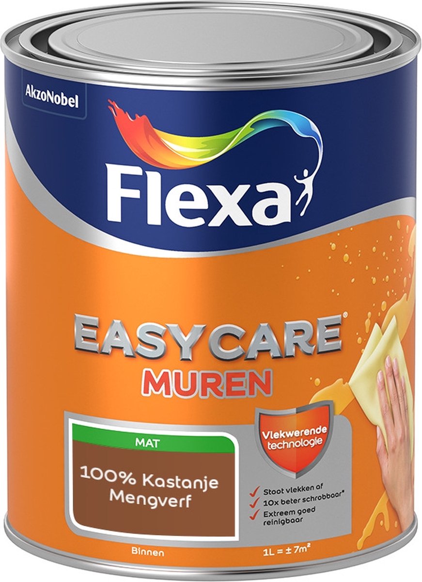 Flexa Easycare Muurverf - Mat - Mengkleur - 100% Kastanje - 1 liter