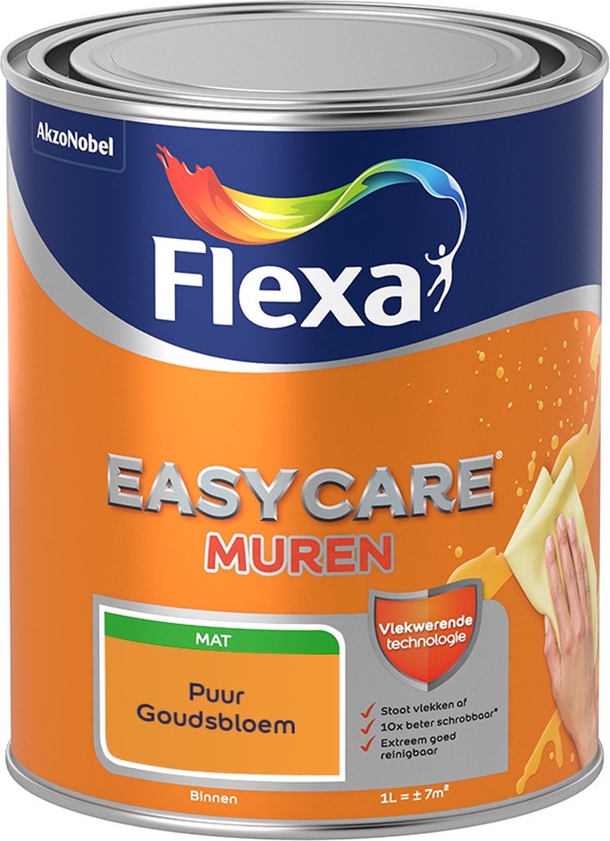 Flexa Easycare Muurverf - Mat - Mengkleur - Puur Goudsbloem - 1 liter
