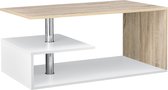 Salontafel - Met opbergvak - Spaanplaat - Hout kleurig & wit - Afmeting (LxBxH) 90 x 50 x 41 cm