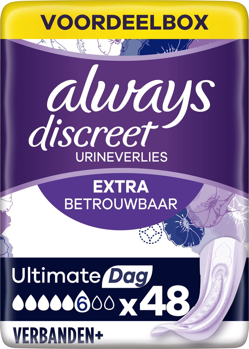 Always Discreet Incontinentieverband Plus Voor Urineverlies - Ultimate Day - Voordeelbox 48 stuks - Always