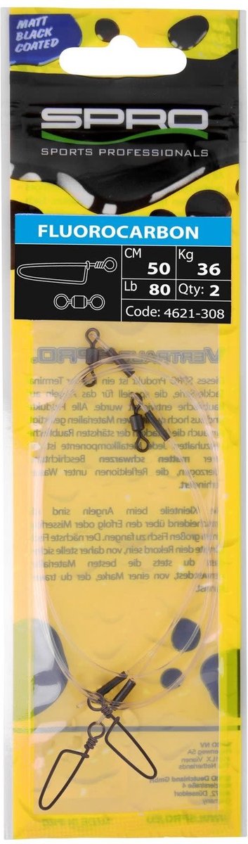 Spro Matte Black Leader Fluorocarbon - Maat : 66lb - 30cm