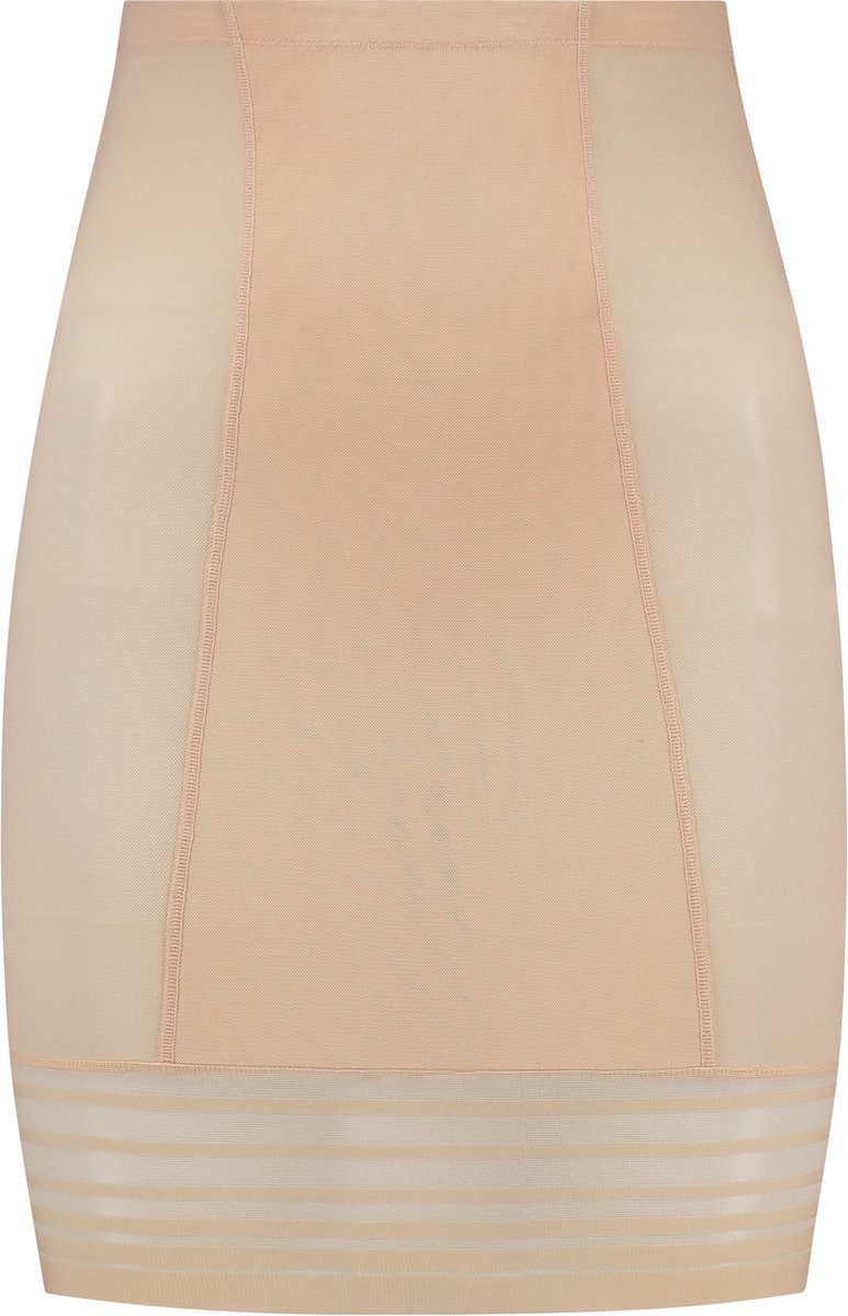 Bye Bra Powermesh rok met hoge taille, hoge controle, dubbellaags voorpand, katoenen kruis, siliconen bandjes, shapewear voor dames, powermesh shapewear, beige/zwart/lichtbruin, S-XXL (XL, beige)