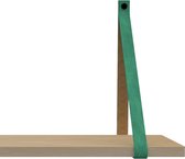 Handles and more Leren plankdragers - met sierschroeven - 100% leer – Zeegroen – set van 2 leren plank banden