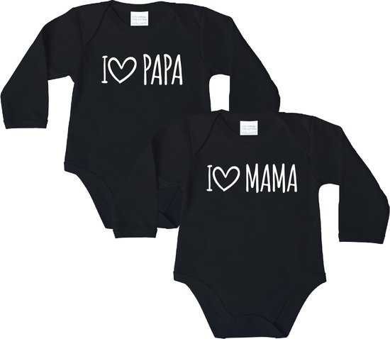 Baby rompertjes - I love papa & i love mama - maat: 80 - lange mouwen -  baby - papa -... | bol.com