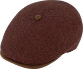 Winterpet flatcap van 100% schuurwol kleur bordeaux rood maat M 57 centimeter